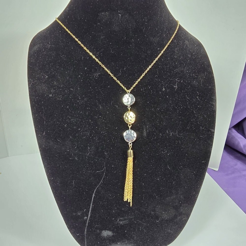Banana Republic Gold Necklace with Tassel and Beads